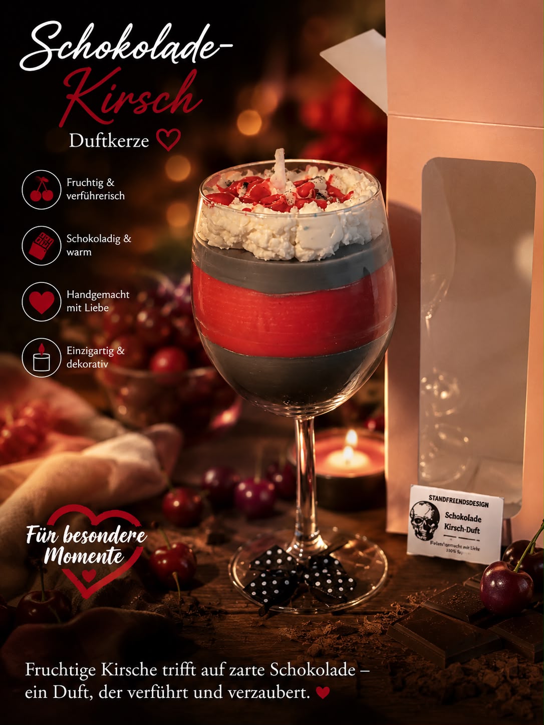 Horror Kerze – Schokolade & Kirsche im Glas