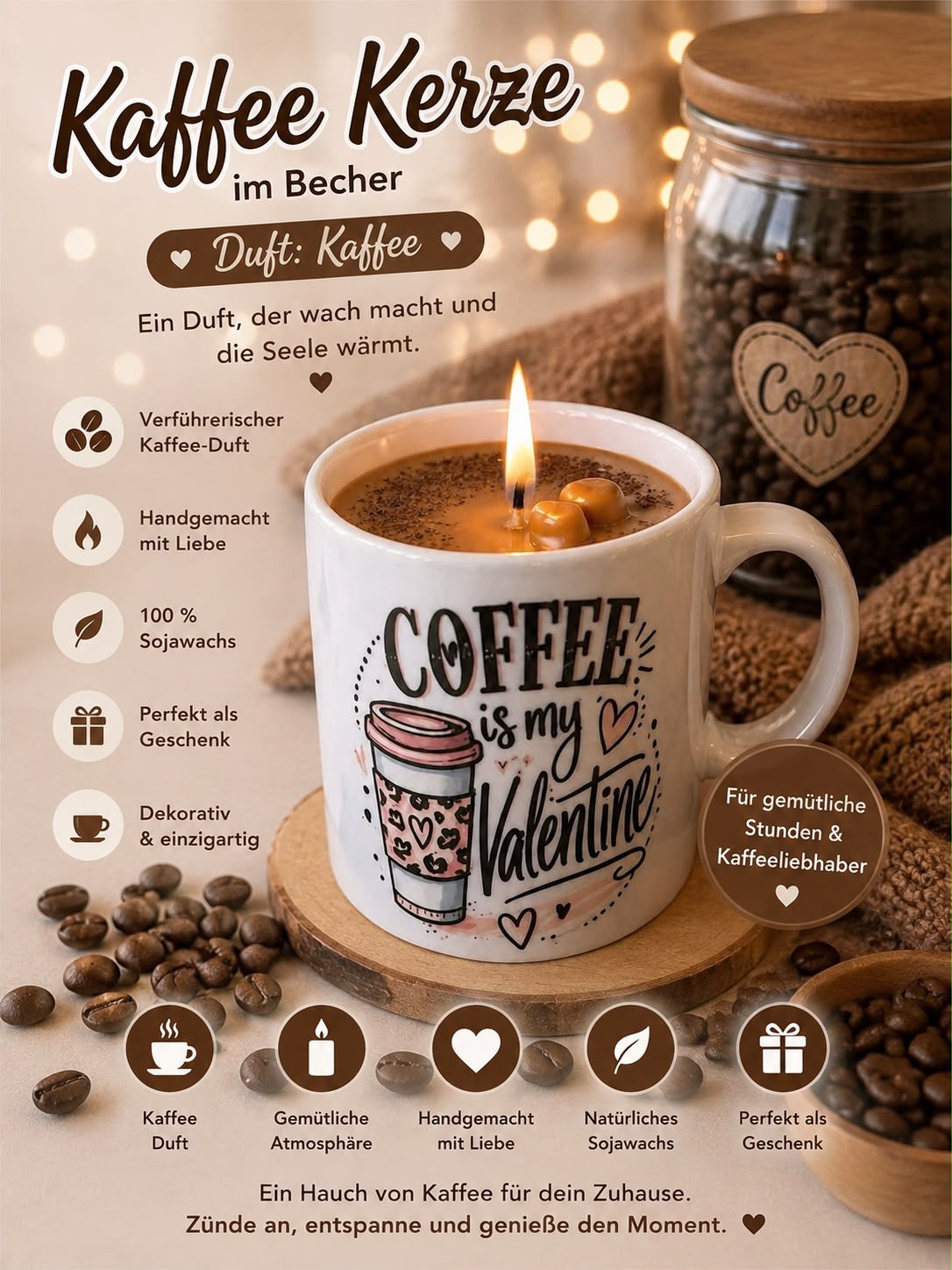 Kaffee Kerze im Becher