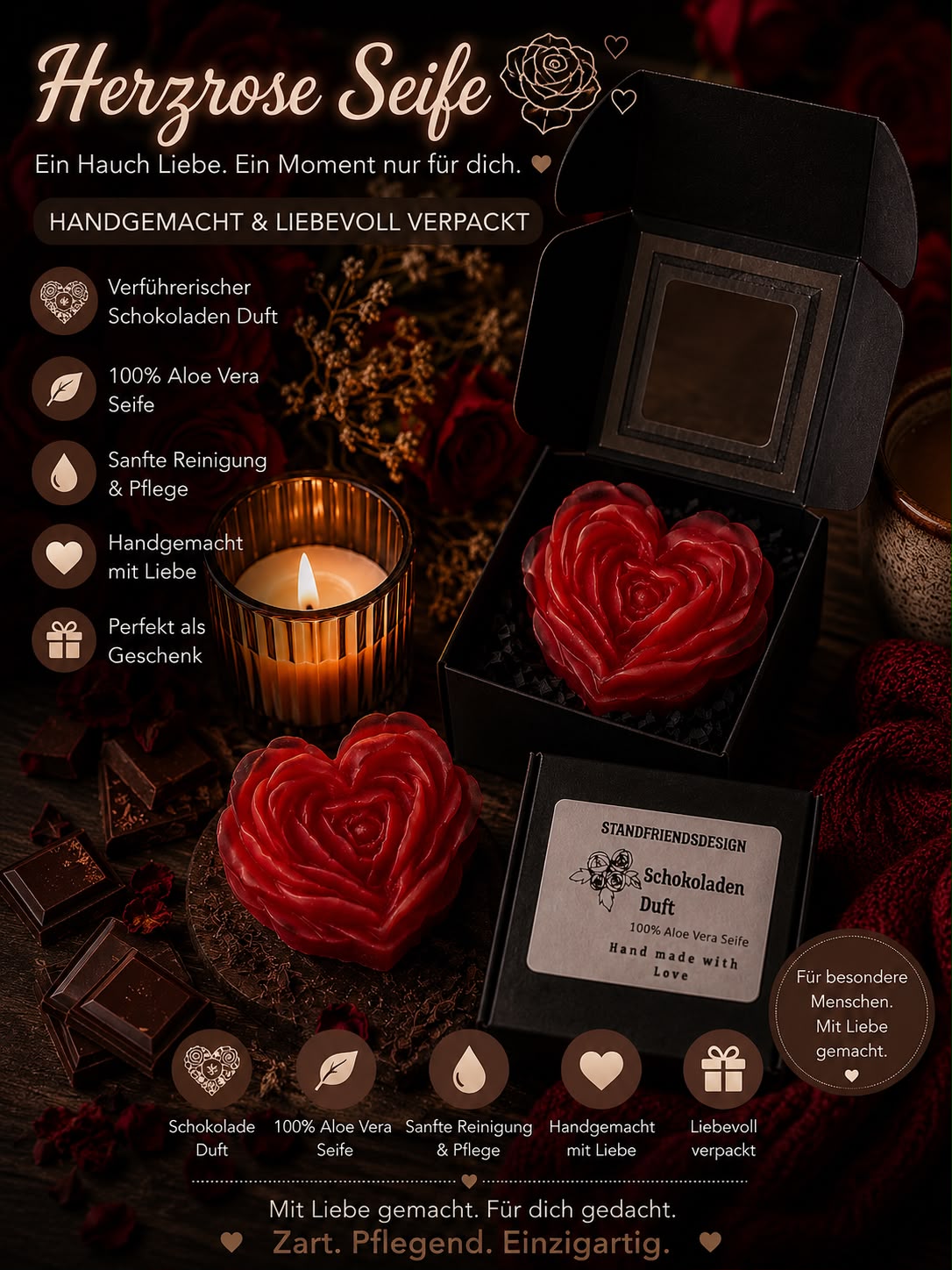 Herzrosen Seife verschiedene Düfte