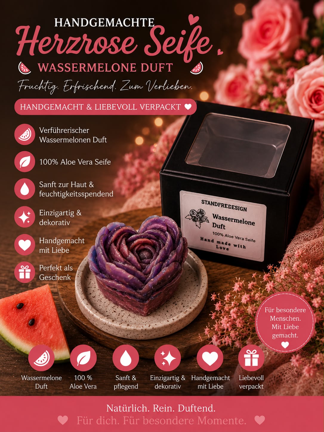 Herzrosen Seife verschiedene Düfte