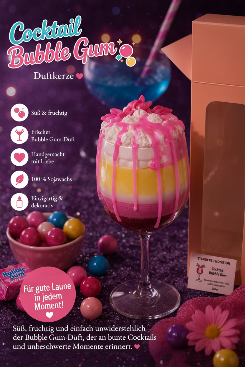Cocktail Bubble Gum – lila Stil Version 2