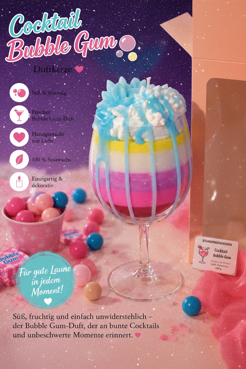 Cocktail Bubble Gum – türkis, dunkler Sternenhimmel-Stil