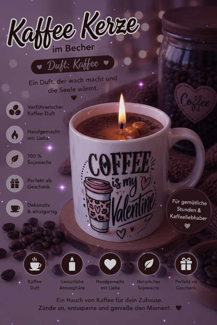 Kaffee Kerze im Becher – dunkler eleganter Stil